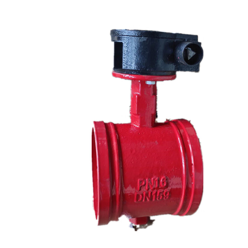 帶鎖溝槽蝶閥自帶鎖裝卡箍式鎖閉閥自鎖蝶閥dn65dn80dn159dn200 溝槽